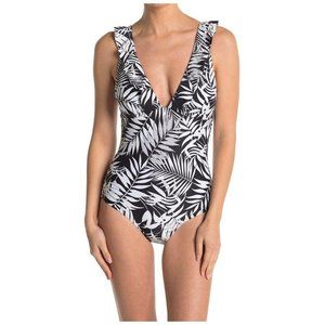 SEA LEVEL Frill One Piece Swimsuit Palm Print 12